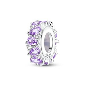925 Sterling Silver Purple Waterdrop Zirconia Clip Bead