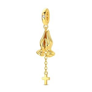 925 Sterling Silver Praying Hand Movable Charm