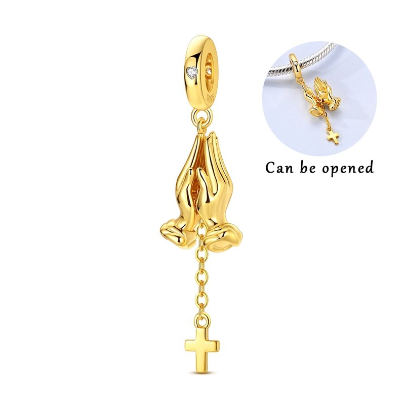 925 Sterling Silver Praying Hand Movable Charm - Image 3