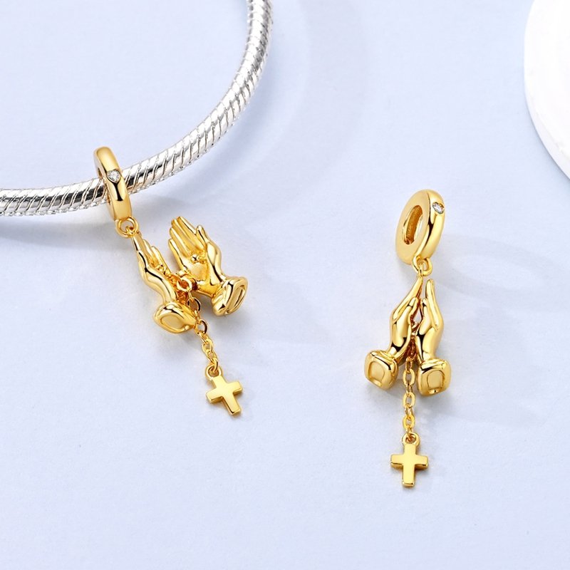 925 Sterling Silver Praying Hand Movable Charm - Image 4