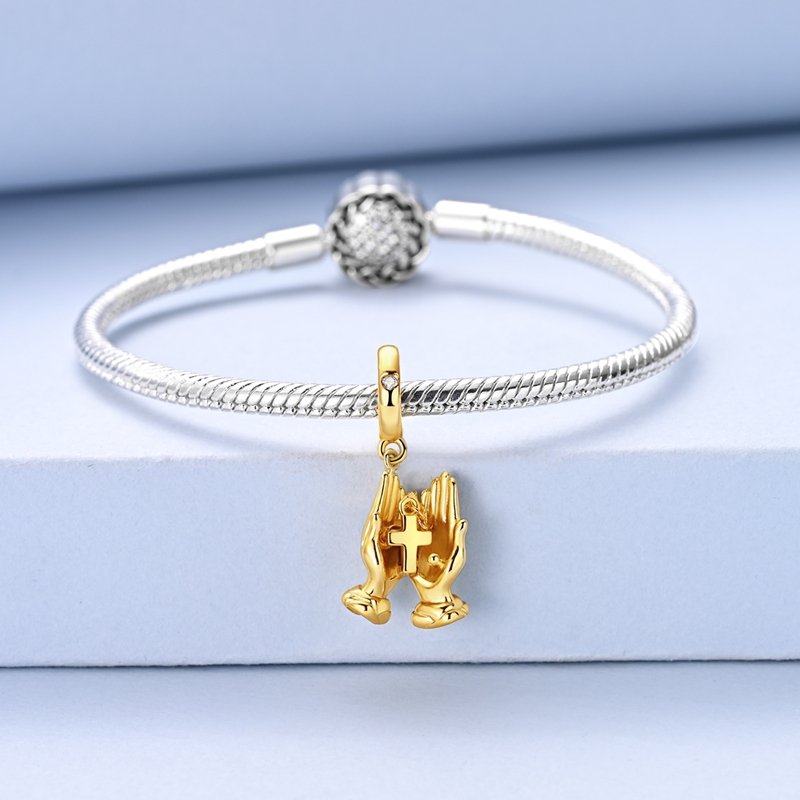 925 Sterling Silver Praying Hand Movable Charm - Image 5