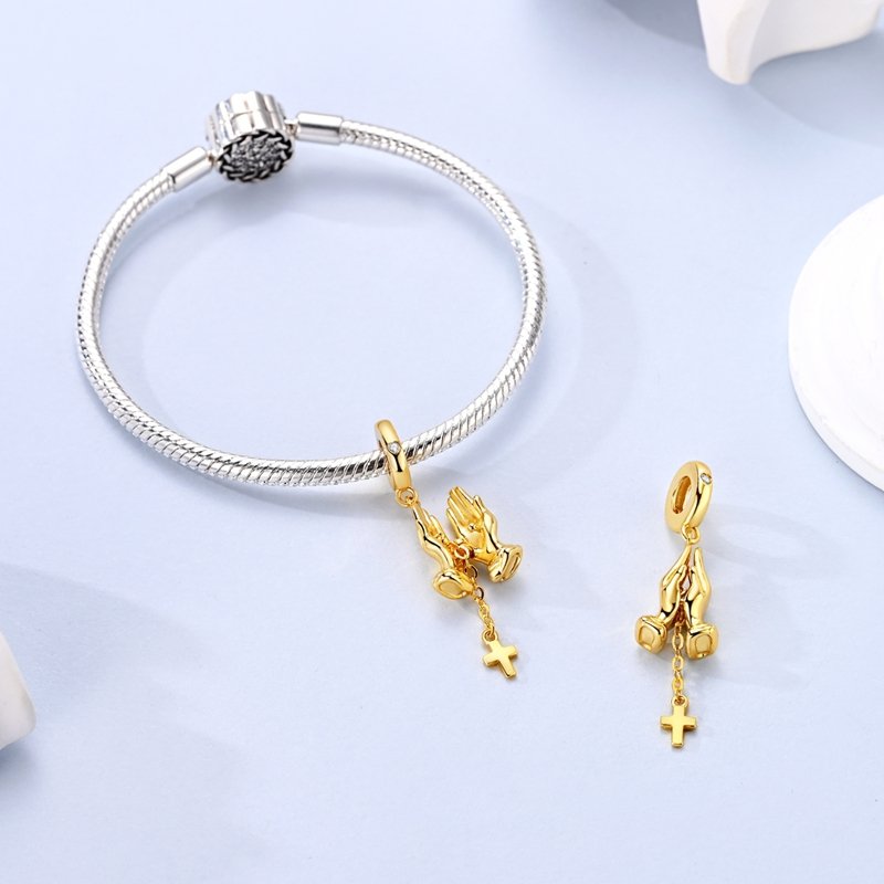 925 Sterling Silver Praying Hand Movable Charm - Image 6