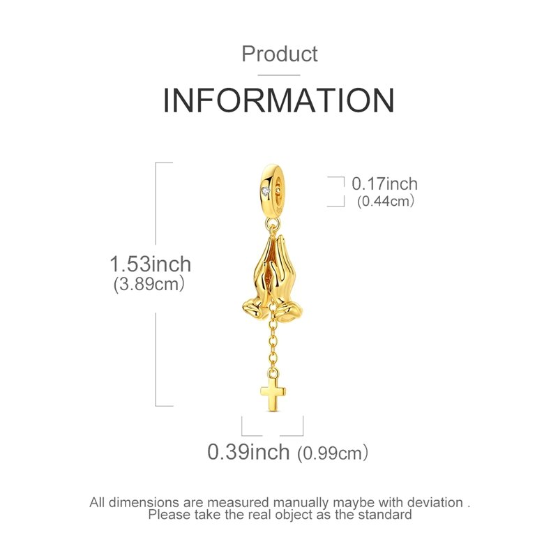 925 Sterling Silver Praying Hand Movable Charm - Image 2