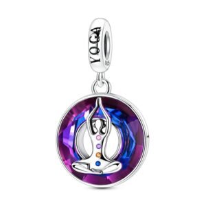 925 Sterling Silver Yoga Halo Charms Beaded