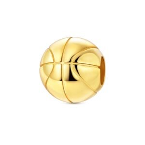 925 Sterling Silver Gold Basketball Charm