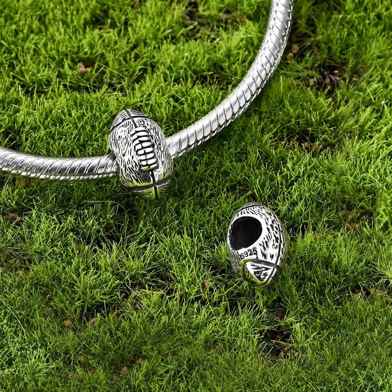 925 Sterling Silver Realistic Rugby Charm - Image 3