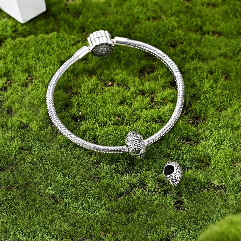 925 Sterling Silver Realistic Rugby Charm - Image 4