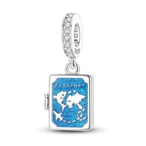 925 Sterling Silver Openable Passport Charm
