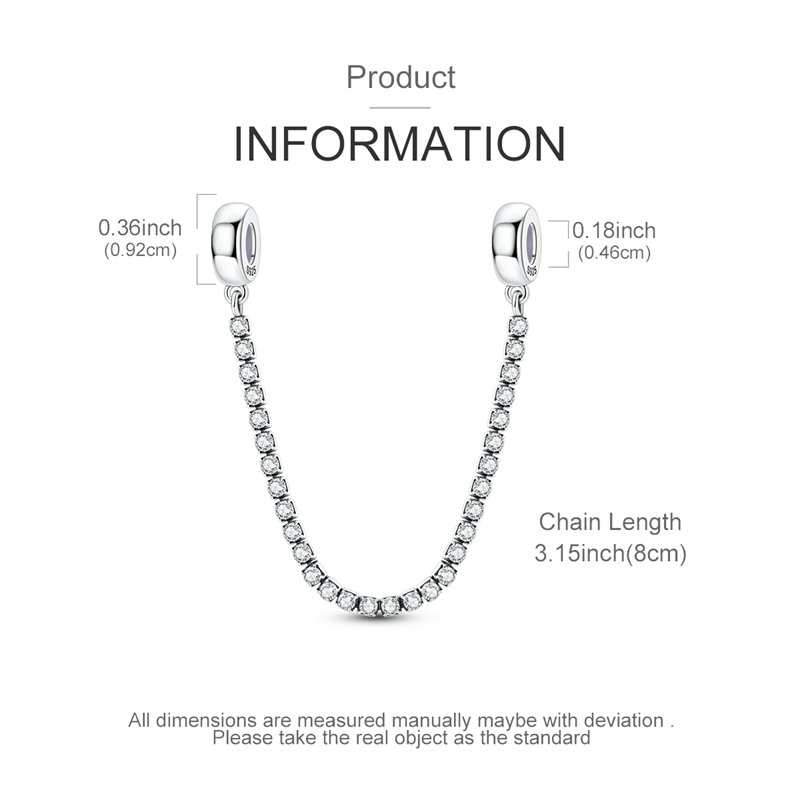 925 Sterling Silver Tennis Chain Plug-in Safety Chain - Image 2