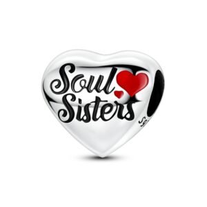 925 Sterling Silver Soul Sisters Heart Charms Beaded