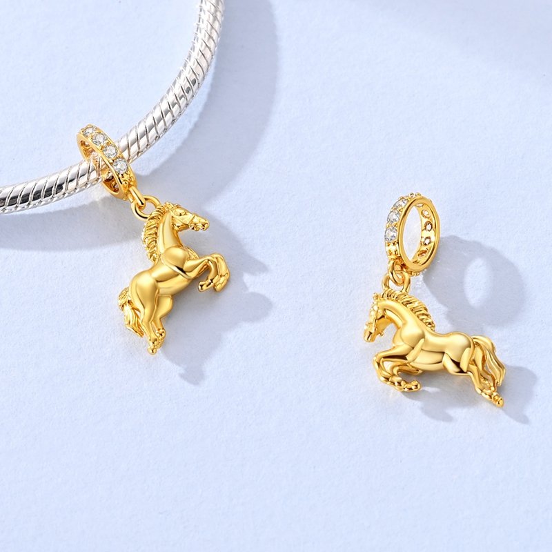 925 Sterling Silver Gold Realistic Horse Charms - Image 3