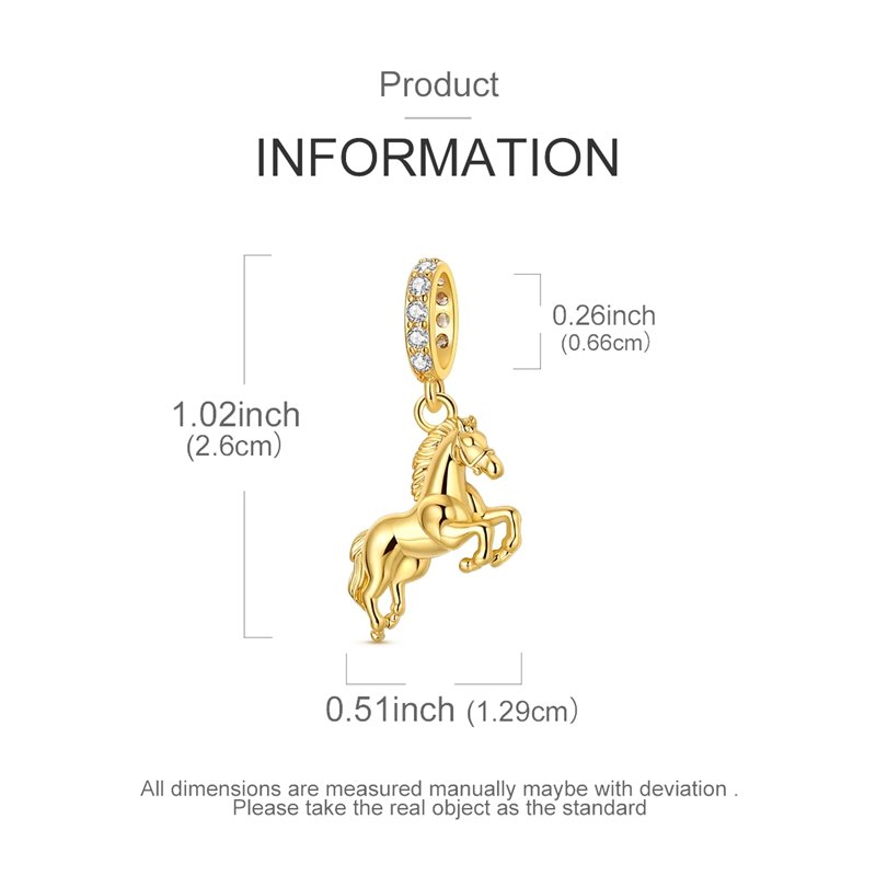 925 Sterling Silver Gold Realistic Horse Charms - Image 2