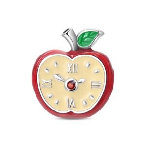 New 925 Sterling Silver Red Apple Alarm Clock Charms Beaded