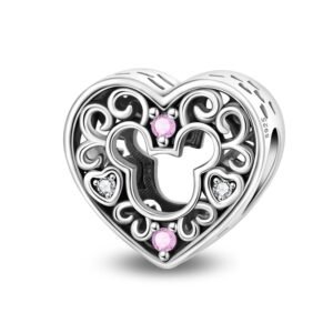 New 925 Sterling Silver Mickey Mouse Heart Charms Beads