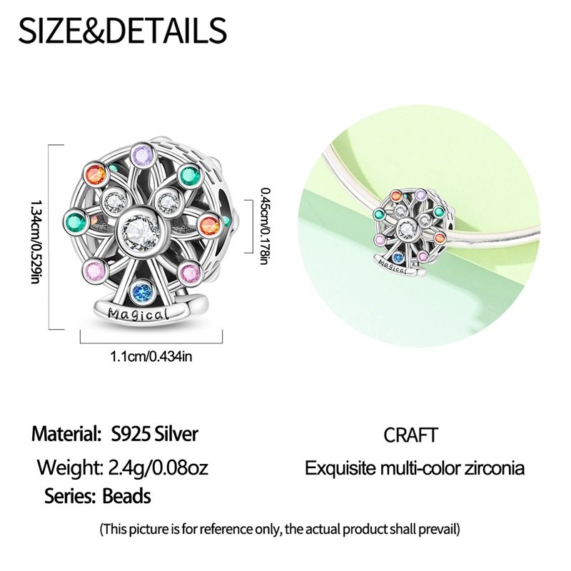 New 925 Sterling Silver Mickey Mouse Ferris Wheel Charms - Image 2