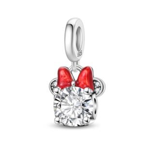 New 925 Sterling Silver Minnie Mouse Zirconia Charms Beads