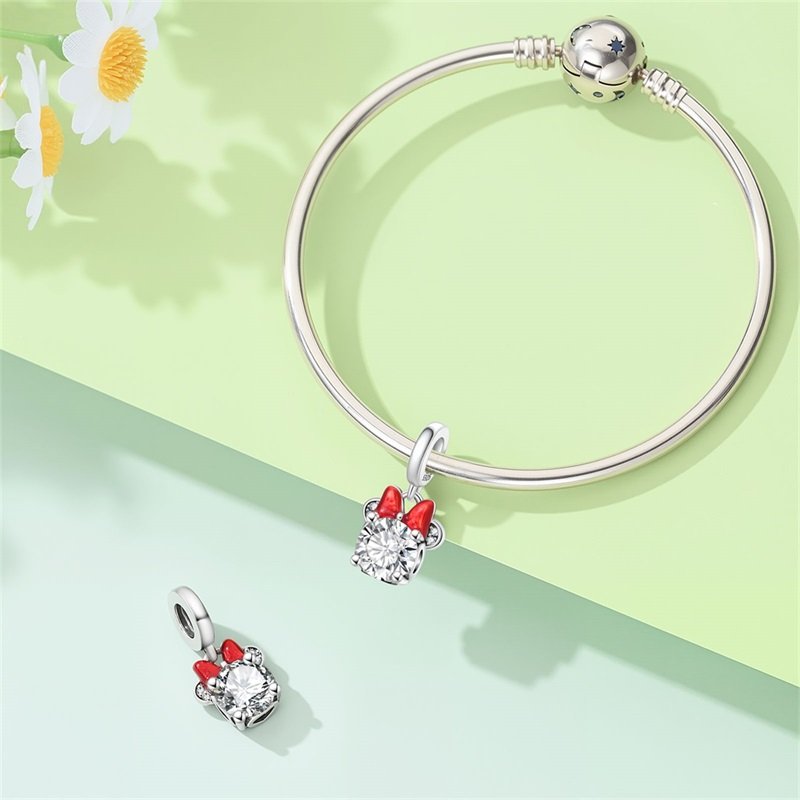 New 925 Sterling Silver Minnie Mouse Zirconia Charms Beads - Image 4