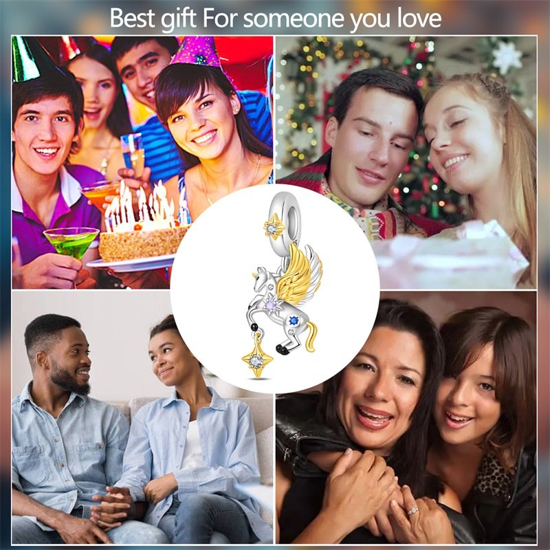 New 925 Sterling Silver Dream Unicorn Charms Beaded - Image 6